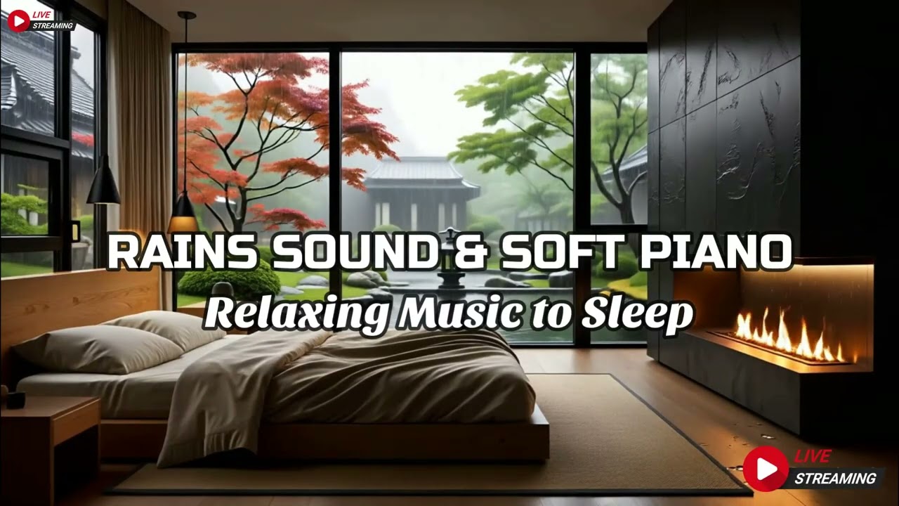 Relaxing Sleep Music with Rain Sounds - Peaceful Music in the Warm Bedroom, Stress Relief