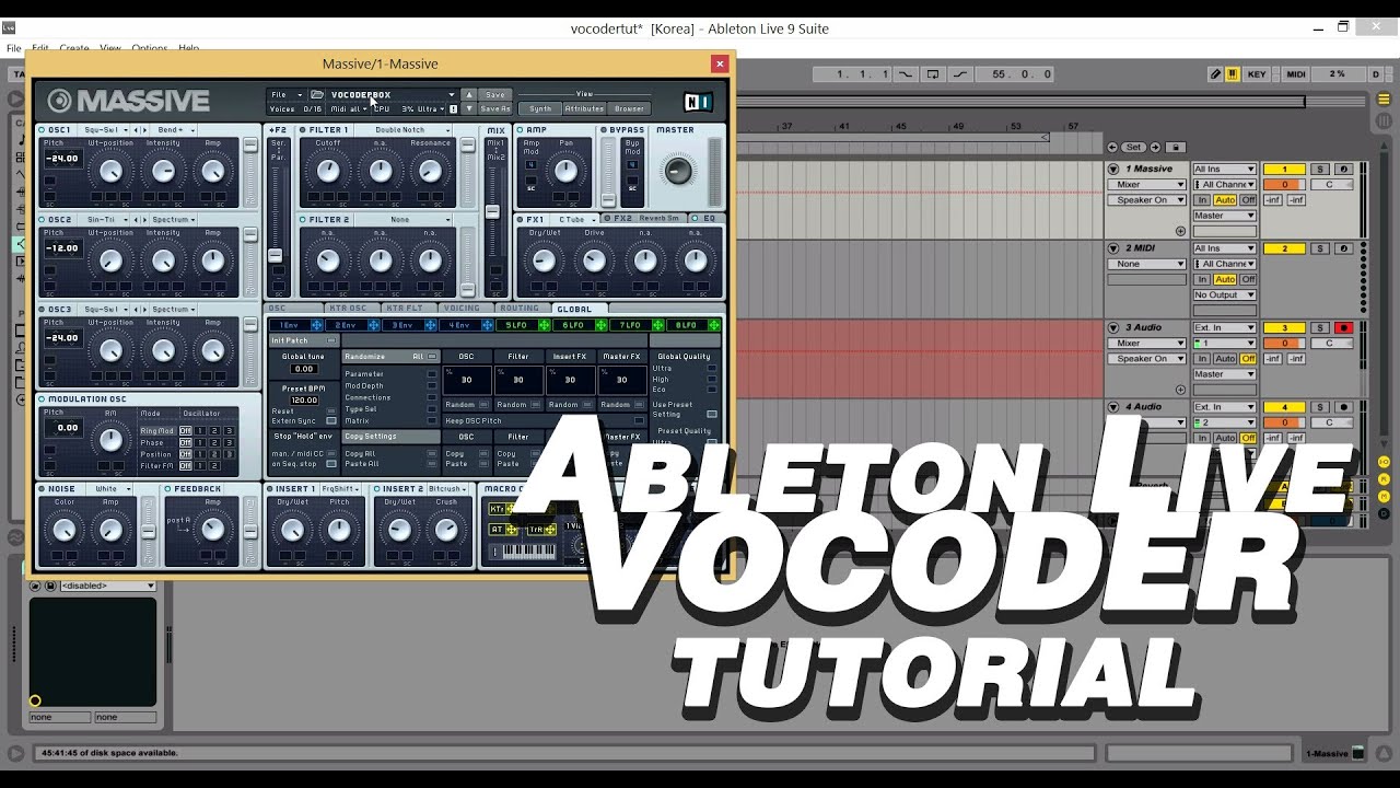 How to sound like Daft Punk vocoder - Ableton Live vocoder tutorial (NI Massive preset download)
