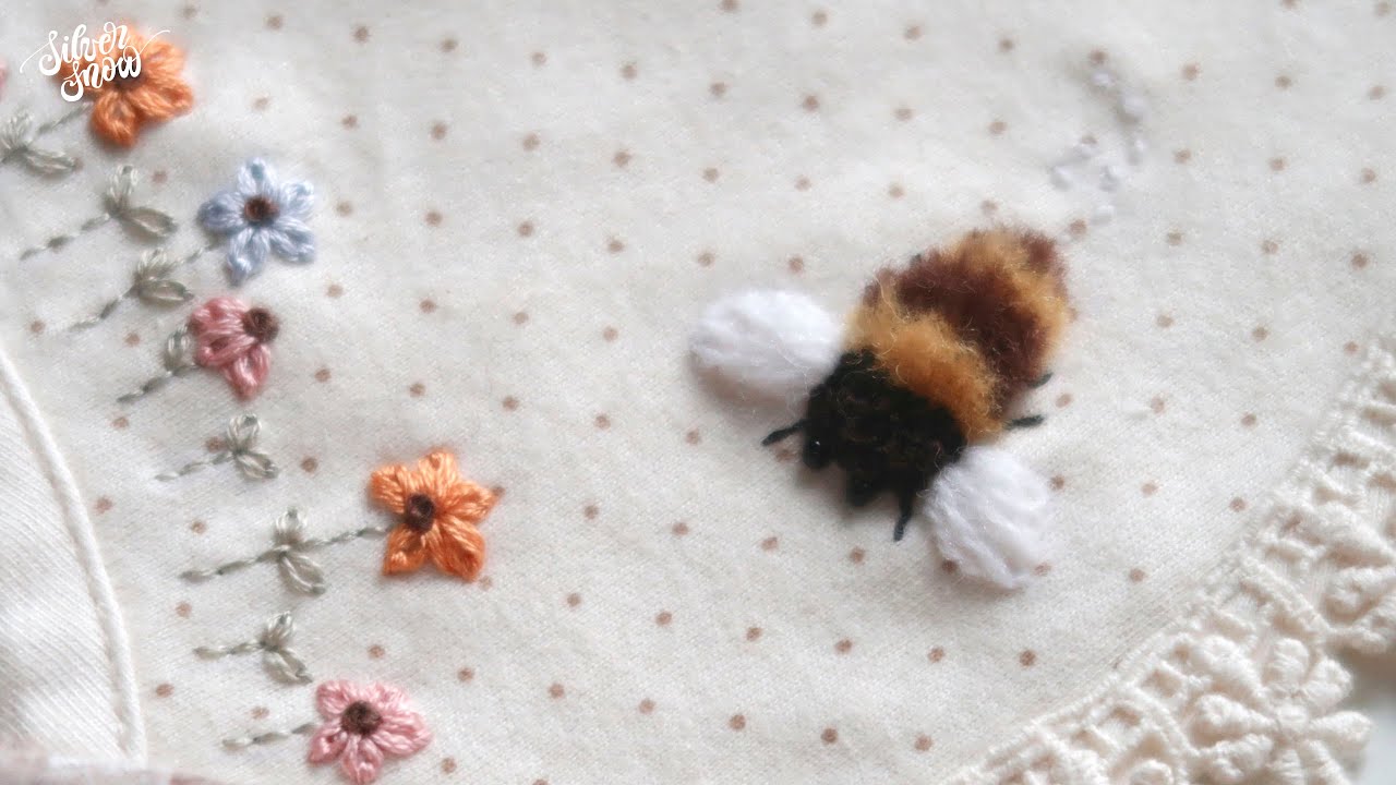 [프랑스 자수 ENG CC] 오동통 꿀벌 자수 Bumblebees Embroidery