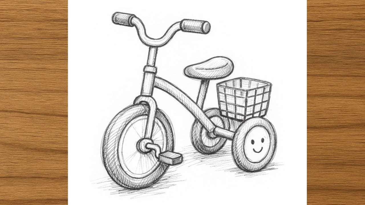 Cute Tricycle Sketch | Pencil Drawing Tutorial