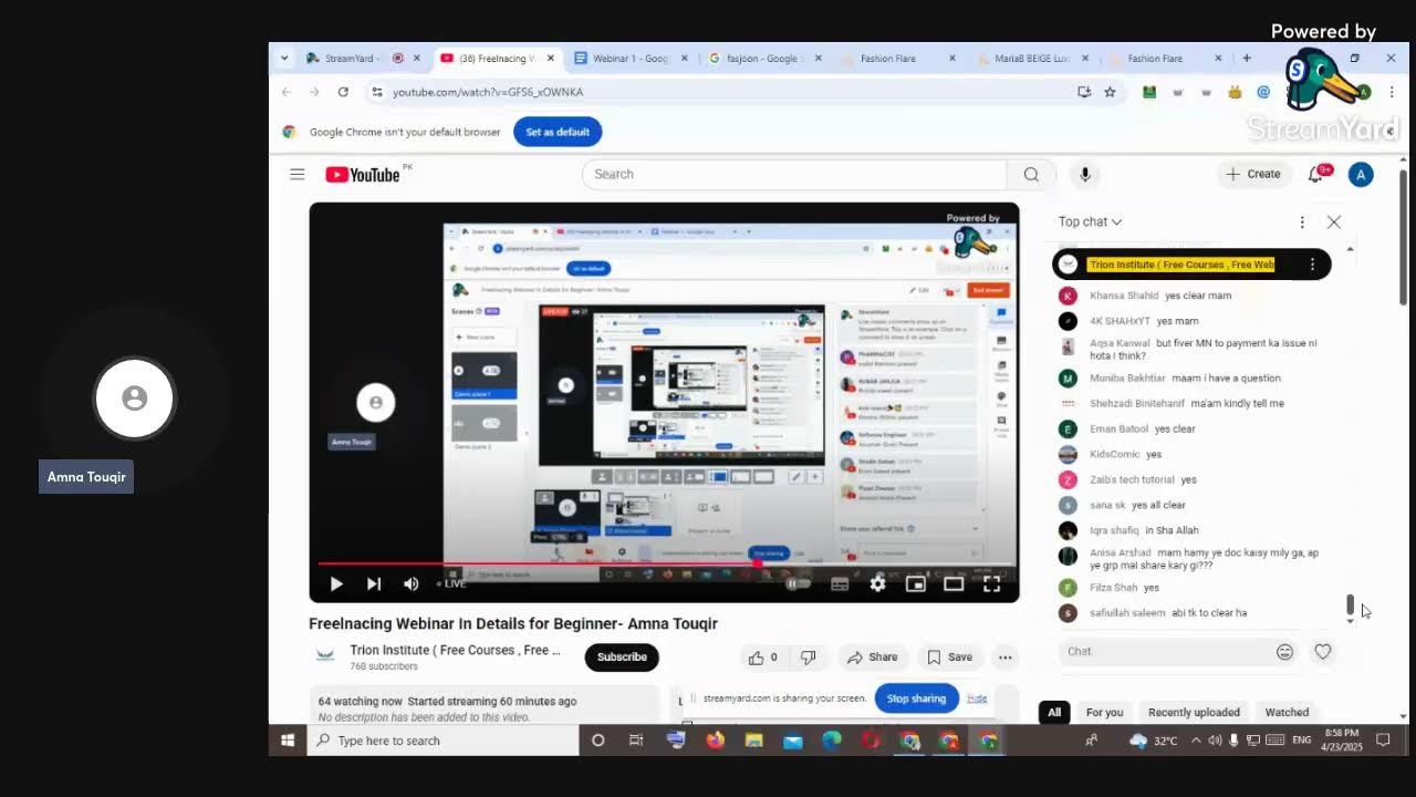 Freelancing Webinar In Details for Beginner- Amna Touqir | Trion Institute