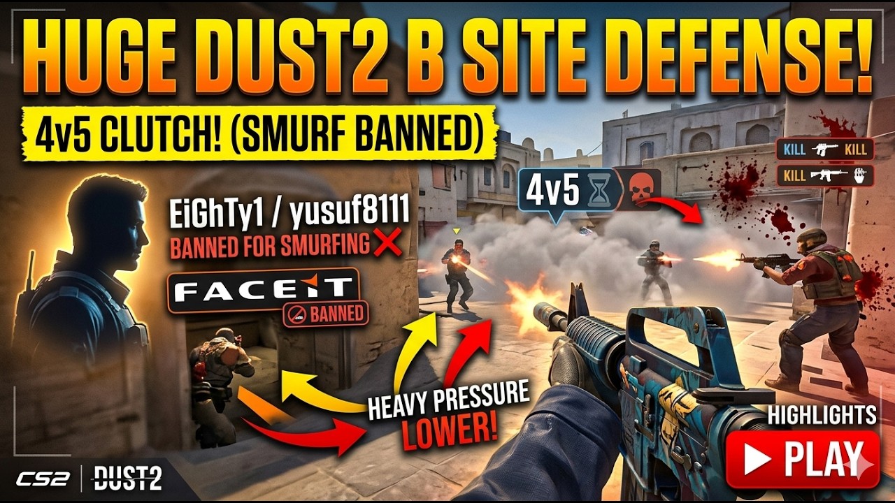 4v5 on Dust2 vs a FACEIT Banned Player 😱🔥