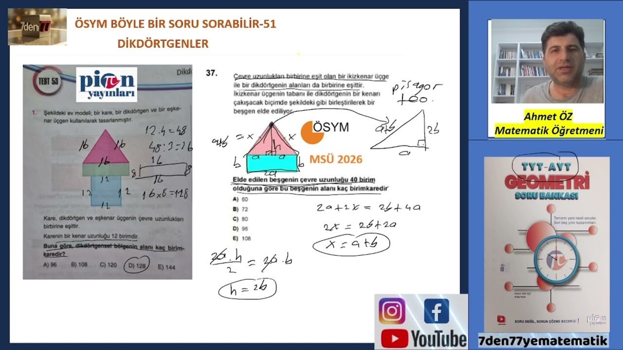 ÖSYM BÖYLE BİR SORU SORABİLİR-51 | Pion Yayınları | Dikdörtgenler | MSÜ 2026