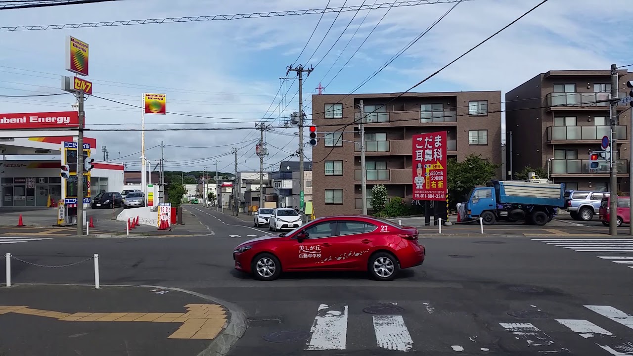 札幌市清田区北野3条1～住宅街～清田通～東北通交差点　ドライブ2019