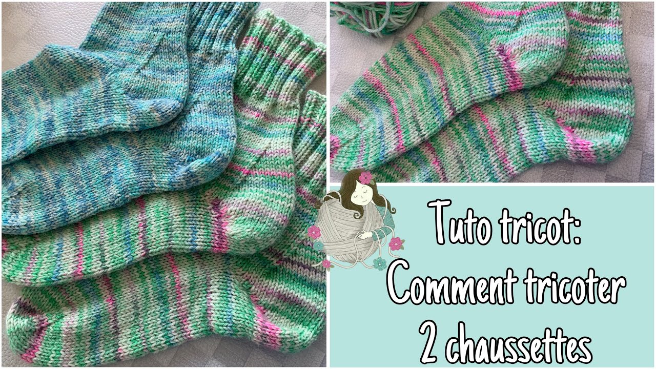 Cours de tricot:🧶 Comment réaliser 2 chaussettes en même temps ! Méthode pratique 💥💥💥
