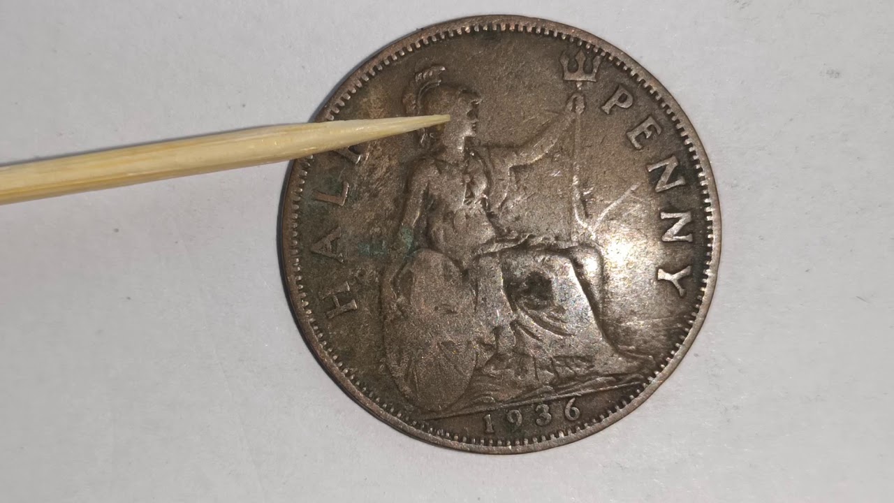 1936 half penny coin British UK old coin