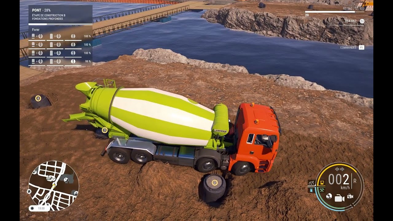 Construction Simulator chantier p ont bétonnage plot partie 3