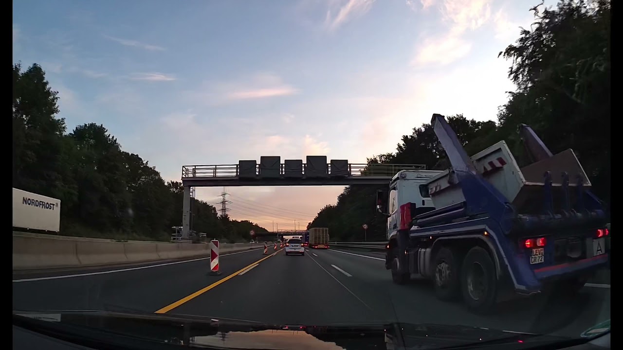 Autobahn Impressionen: A3 (Bundesautobahn 3, NRW) von Köln nach Oberhausen Sommer ASMR