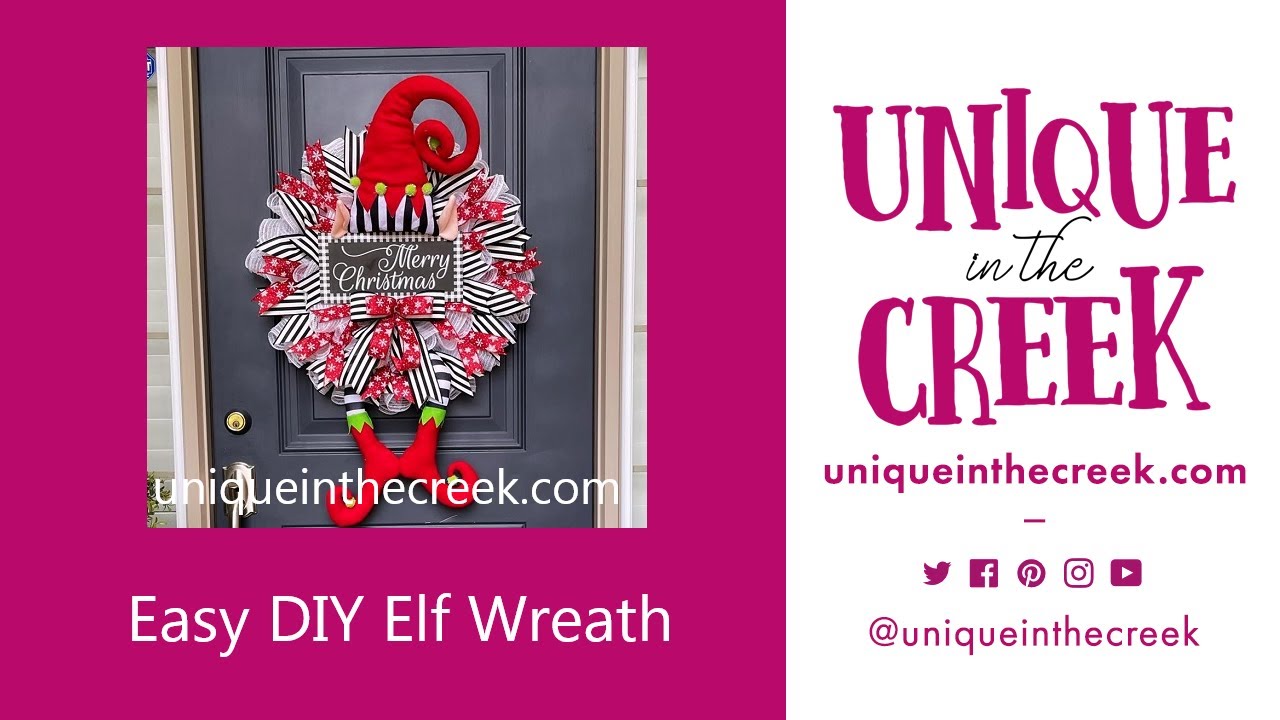 DIY Whimsical Christmas Elf Deco Mesh Wreath on UITC Large Board