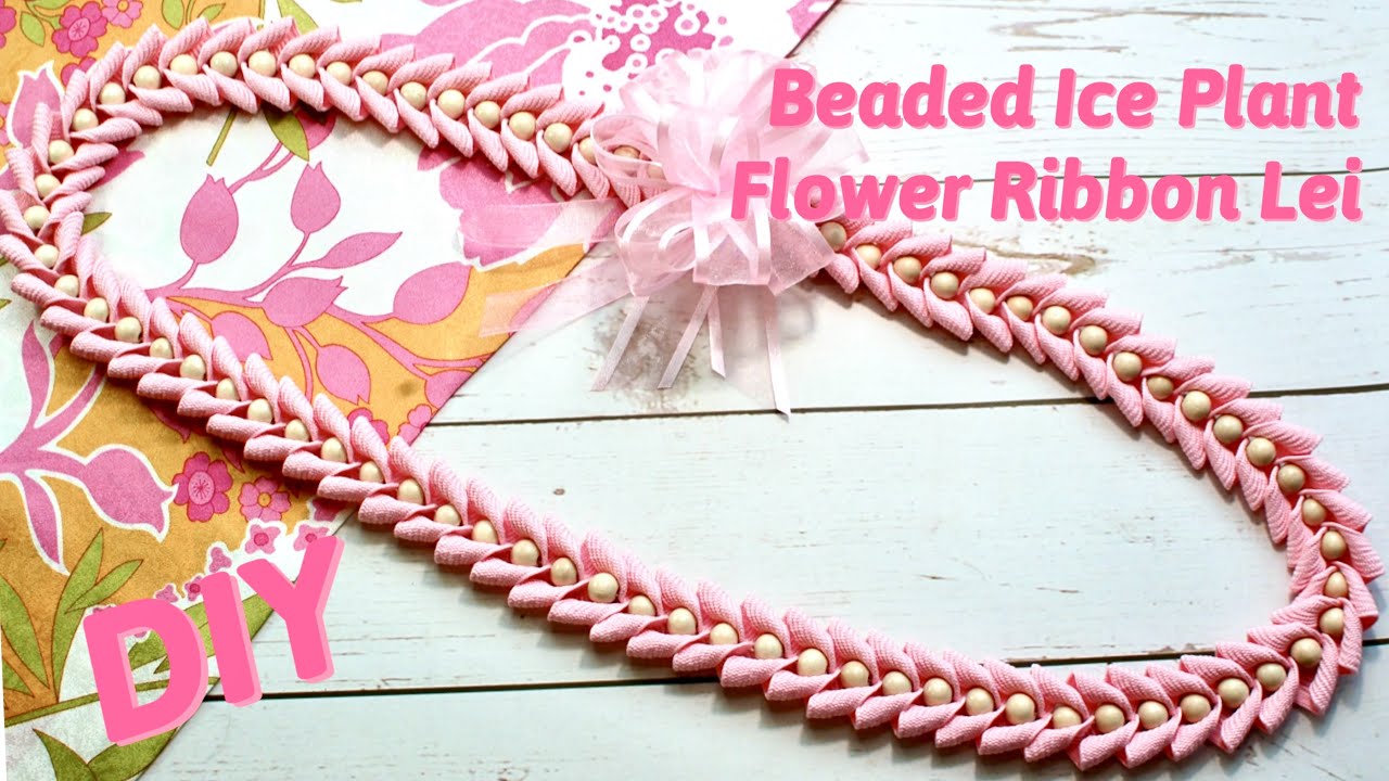 How To Make This Beautiful Beaded Ice Plant Flower Ribbon Lei