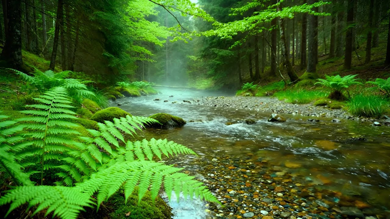 Calming Forest Ambience Birds Singing Beautiful Stream Sounds for Sleep, Study Focus, Medicine ASMR