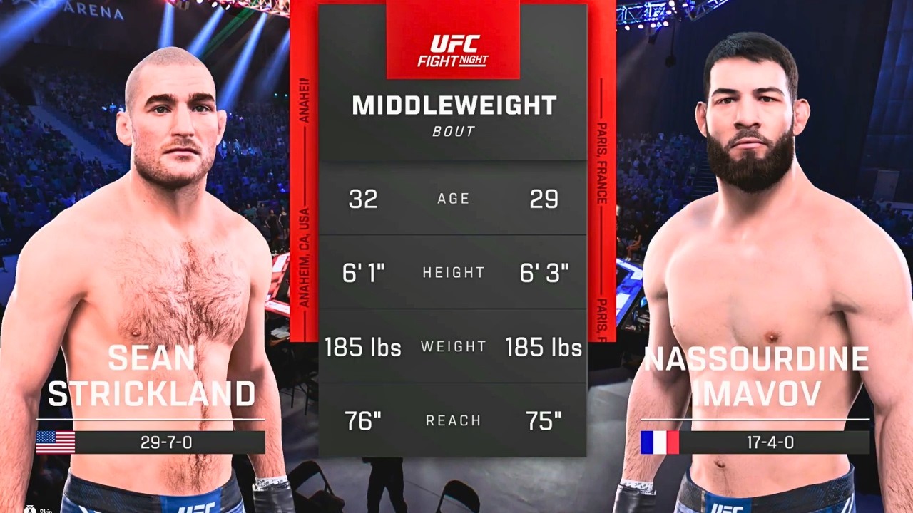 Sean Strickland vs Nassourdine Imavov 2 FULL FIGHT | UFC 5 AI Simulation Gameplay (CPU vs CPU)