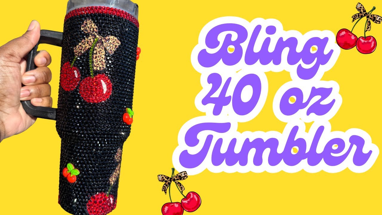 Bedazzled 40 oz Tumbler With Cherry Coquette Leopard Tumbler| Bling Stanley Dupe tutorial