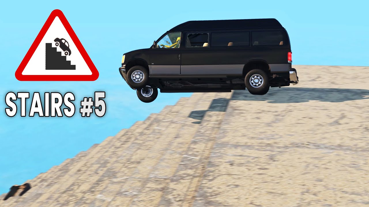 BeamNG Drive - Cars vs Stairs #5 (Long Stairs)