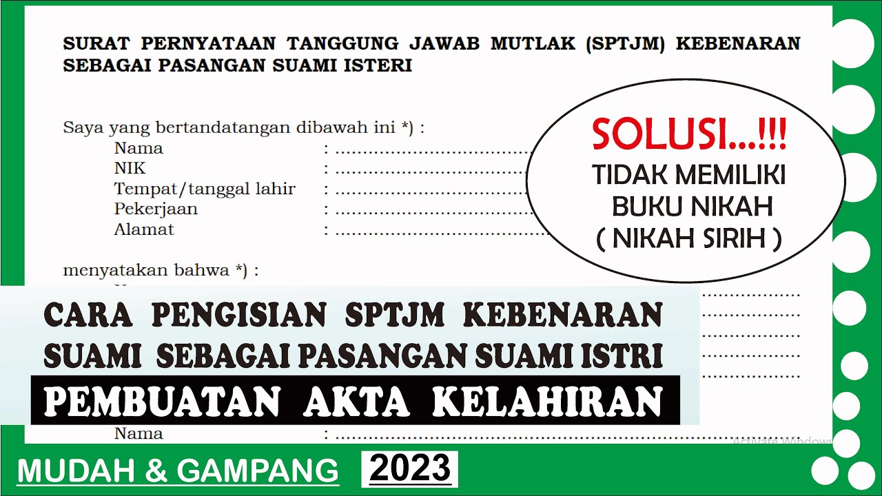 cara mengisi sptjm pasangan suami istri | cara mengisi sptjm kebenaran sebagai pasangan suami istri