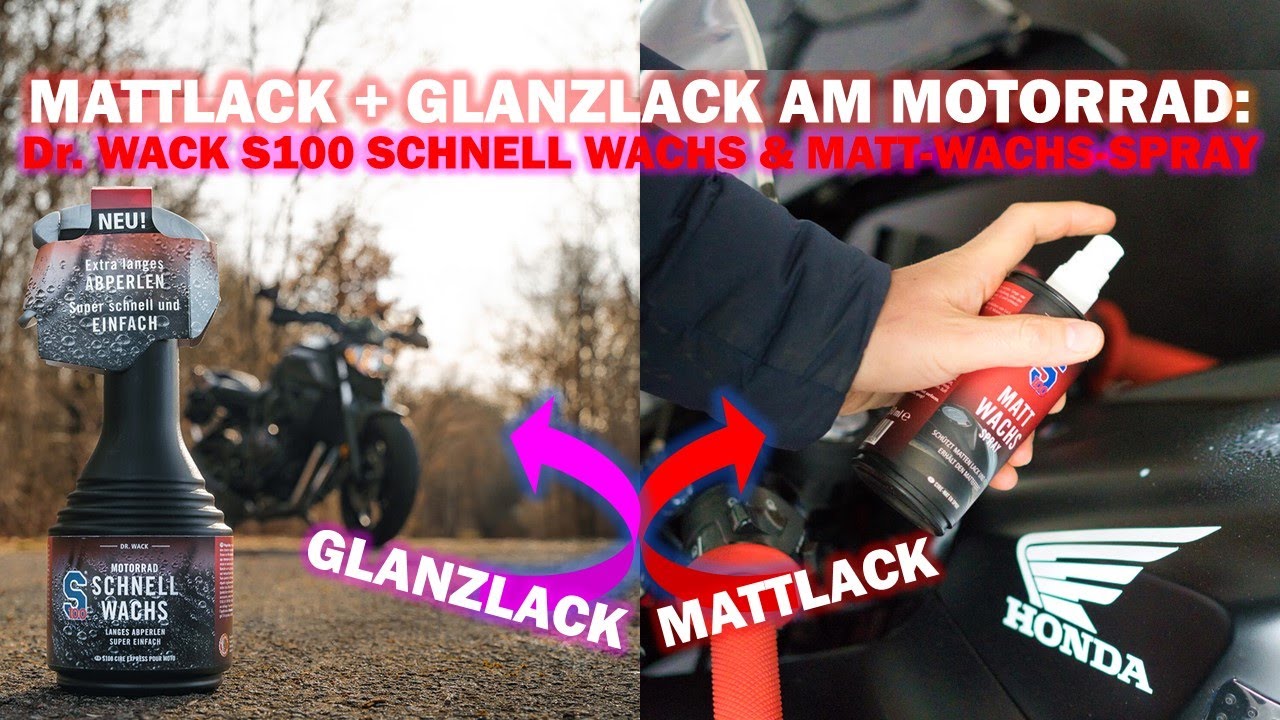 Mattlack + Glanzlack Mix am Motorrad: Dr. Wack S100 Motorrad Schnellwachs & S100 Matt-Wachs-Spray