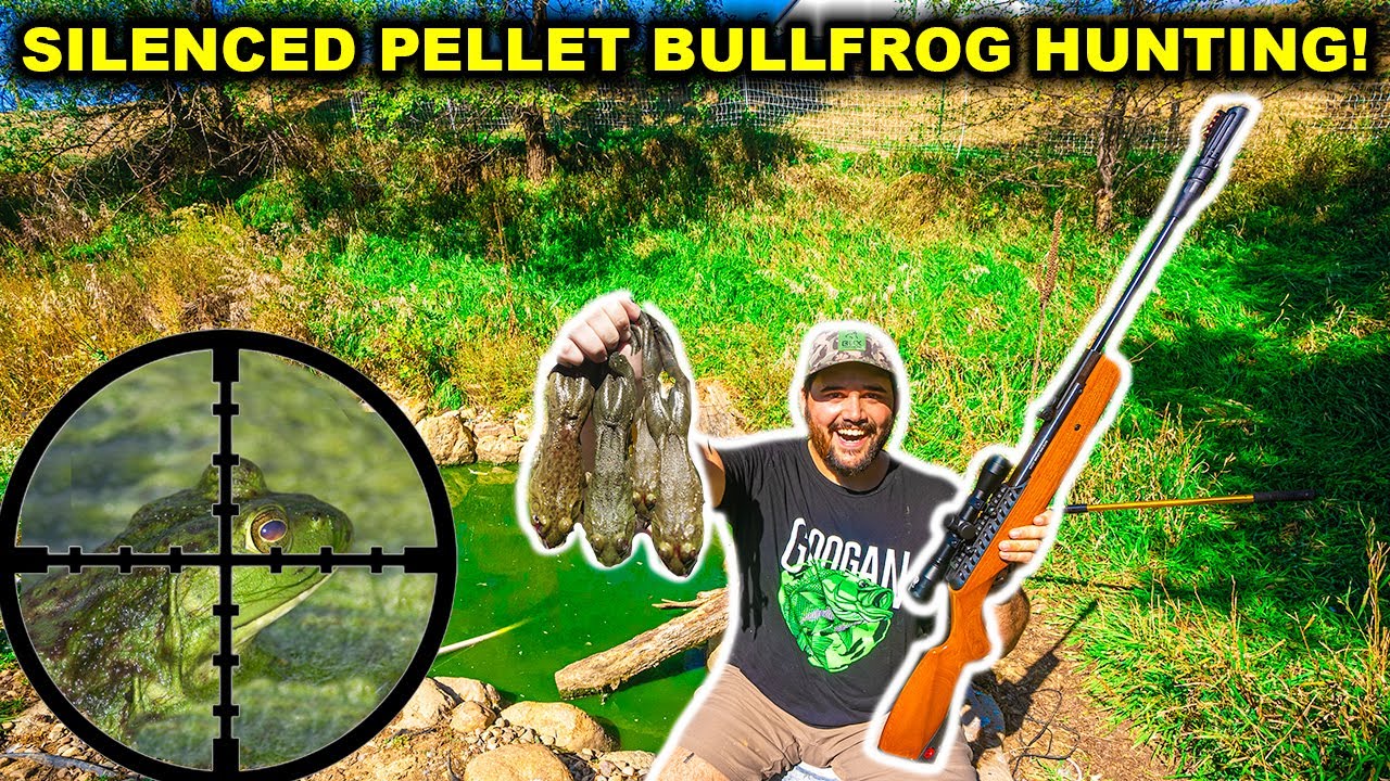 Scope-Cam WALMART Pellet Gun BULLFROG Hunting CHALLENGE!!!! (Catch Clean Cook)