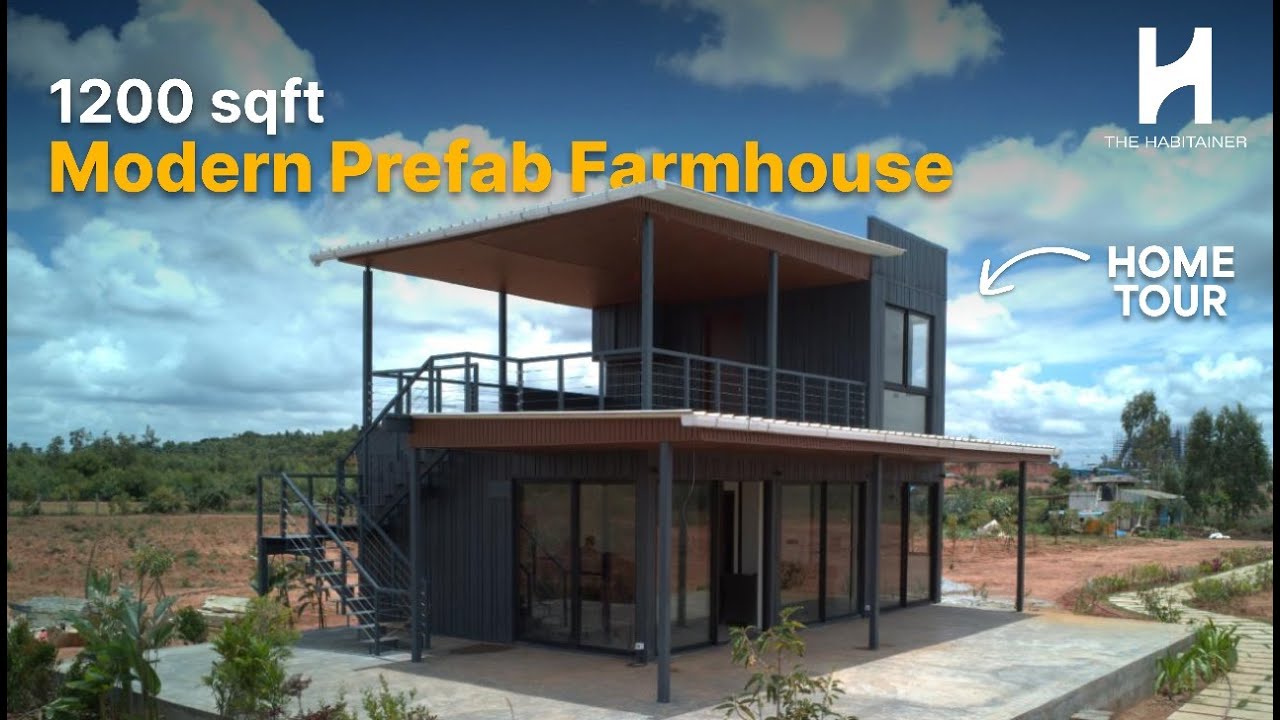 Modern Farmhouse in Hoskote | 2BHK Prefab G+1 with Rooftop Deck & Nandi Hills View