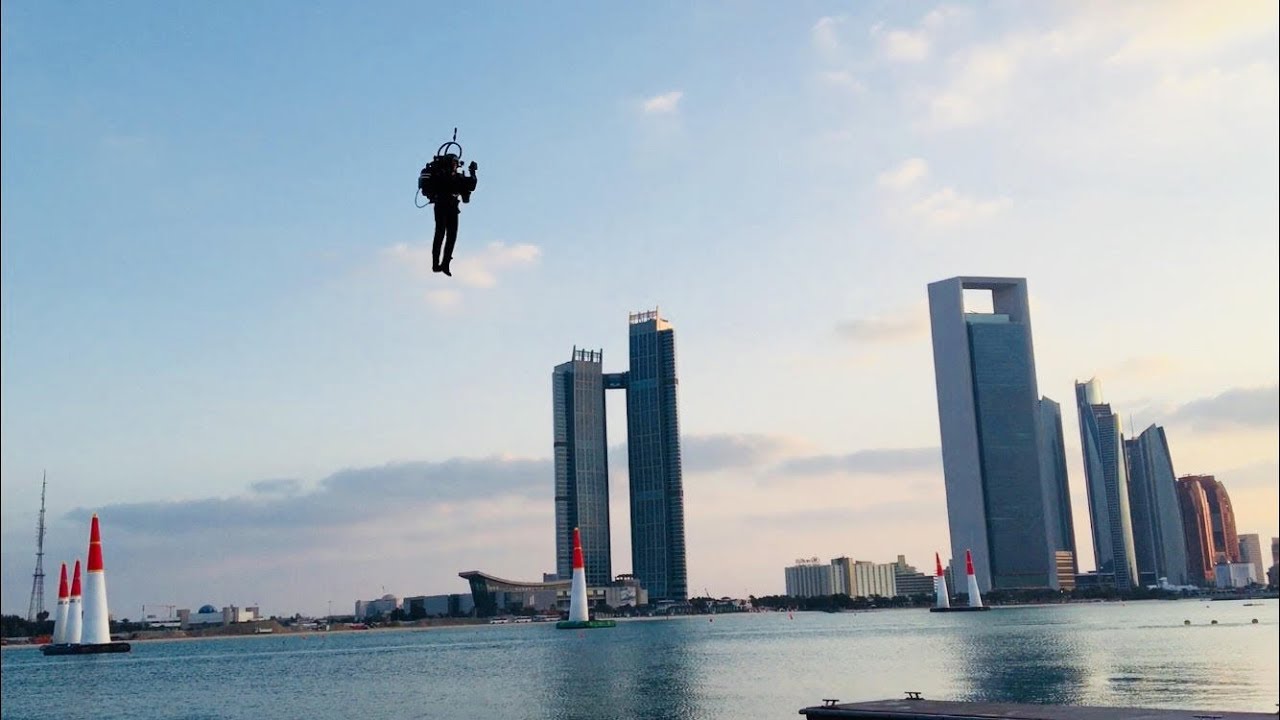 World's only JetPack flies at the Red Bull Air Race in Abu Dhabi.