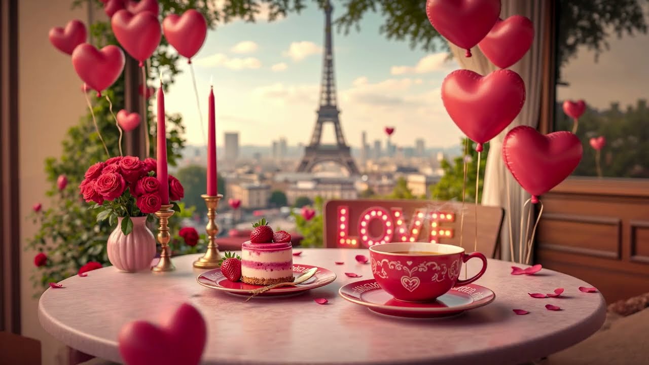 Valentine Paris Night Ambience 💕 Soft Piano Music to Relax the Heart, Ease Stress & Focus 🌙🎹