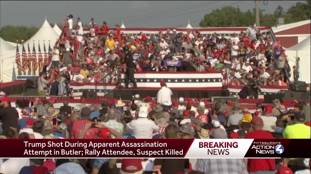 Trump shot during assassination attempt in Butler; Spectator killed, 2 others injured