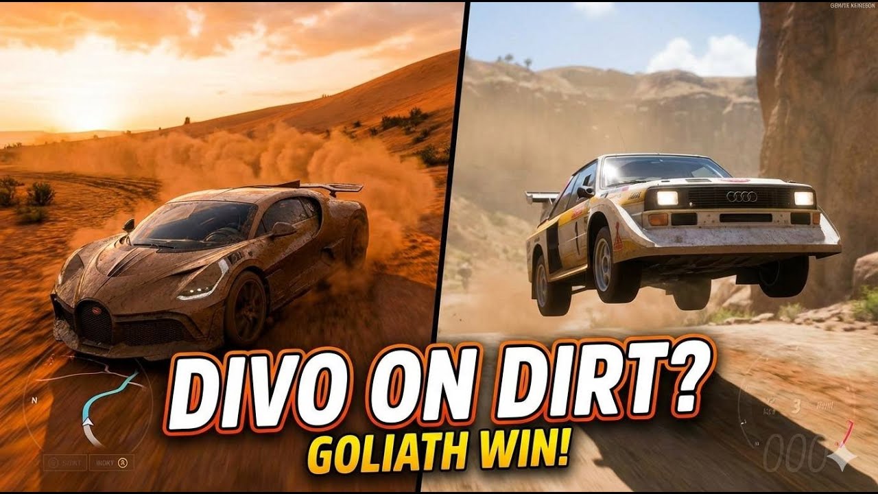 FH5 Rally Adventure: Bugatti Divo vs. Dirt! + Audi Quattro Goliath Win