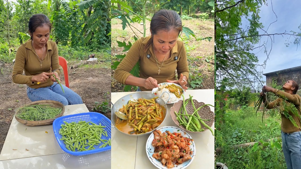 របៀបស្លខ្ទិះផ្លែម្រុំសាច់មាន់￼ how to cook moringa​ with chicken