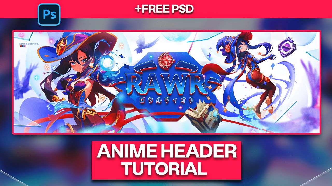 Photoshop Anime Banner/Header Tutorial in 2024 | FREE PSD🎐