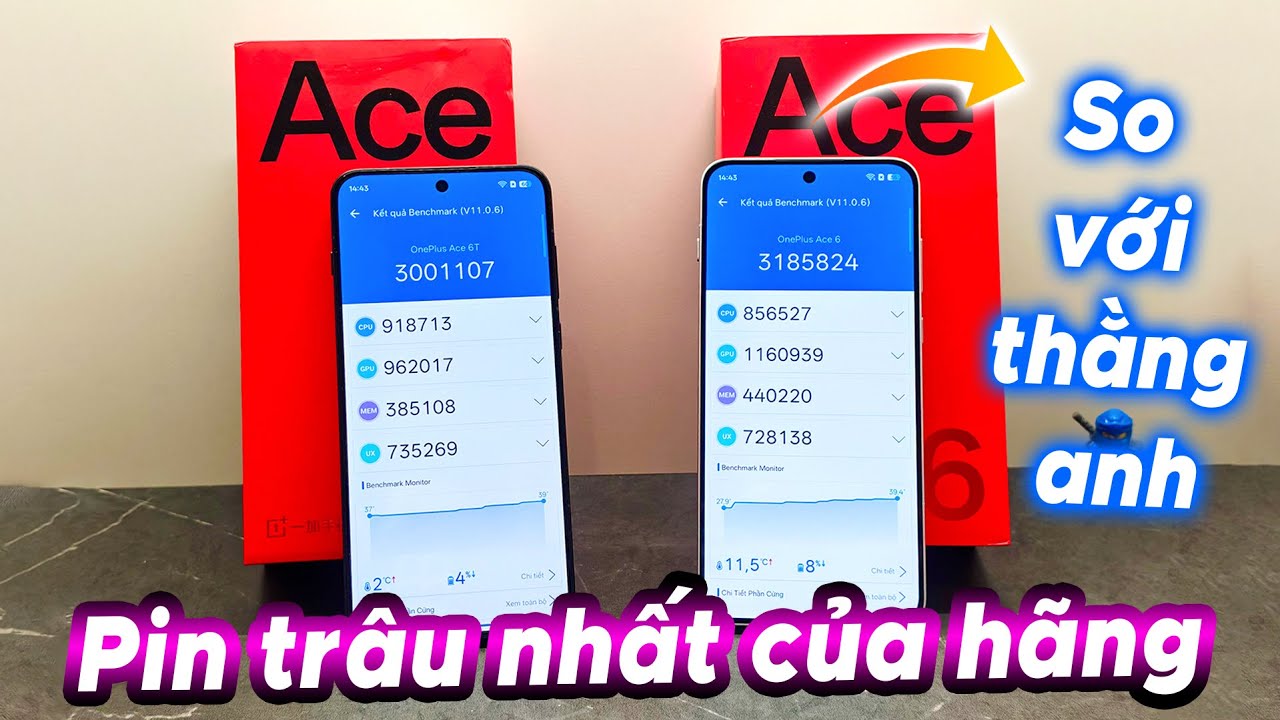 So sánh nhanh với ACE 6. Đánh giá OnePlus ACE 6T - Pin TRÂU nhất của hãng, Chip 8 Gen 5 cũng lạ !