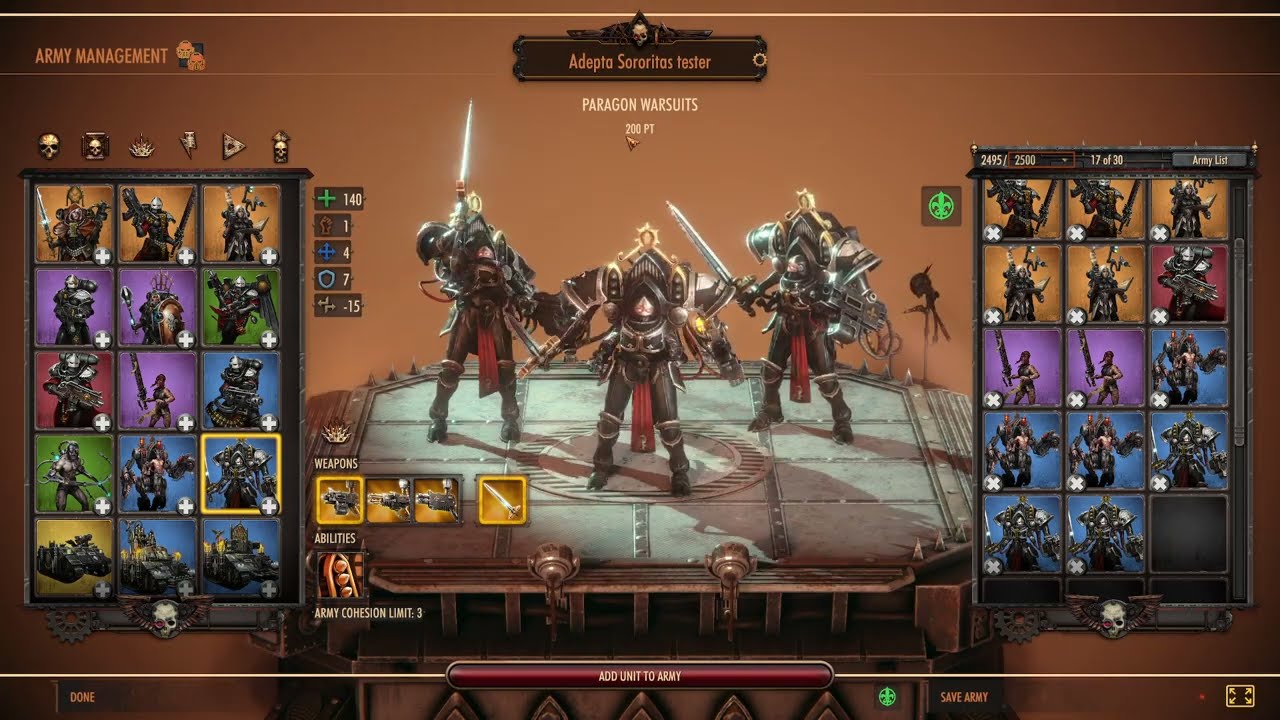 Warhammer Battlesector Multiplayer Unit Tips Adepta Sororitas Paragon Warsuits (Prepatch)