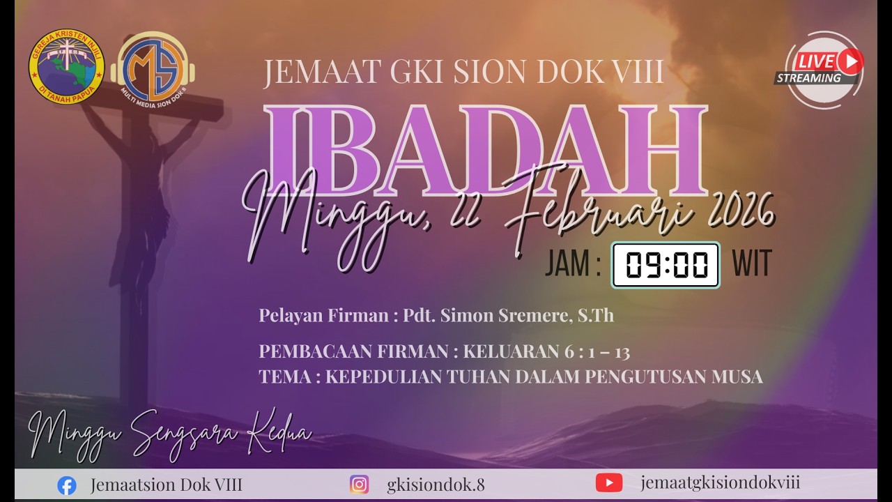 IBADAH MINGGU  SENGSARA PERTAMA, JEMAAT GKI SION DOK VIII