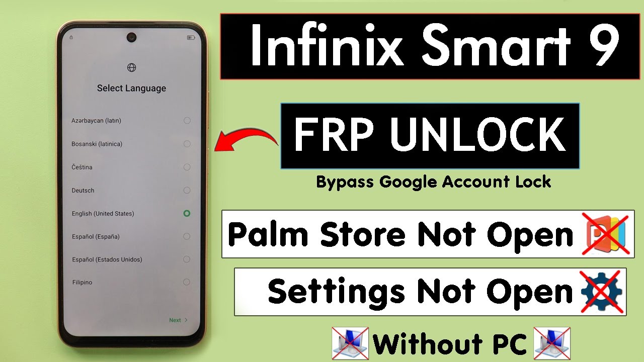 Infinix Smart 9 Frp Unlock/Bypass Google Account Lock - Fix Palm Store Not Open Without PC