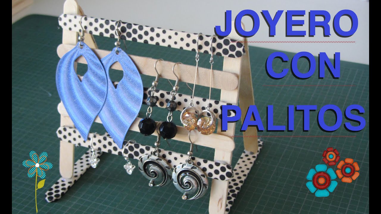Bonito joyero para pendientes hecho con palitos de madera