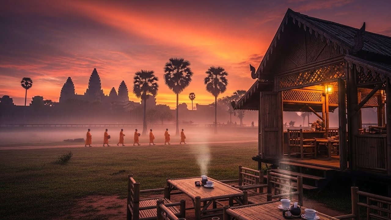 ANGKORWAT 🎧 Beautiful Cambodia Chill Vibes Relaxed Café Focus ☕  Study / Relax / Work 🌲