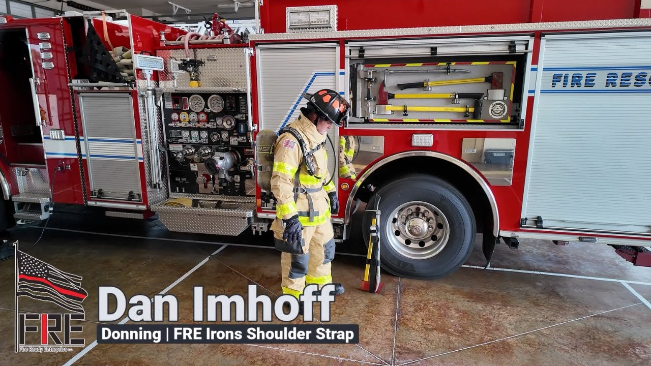 FRE Irons Shoulder Strap - Demonstration of how to don the strap for firefighters