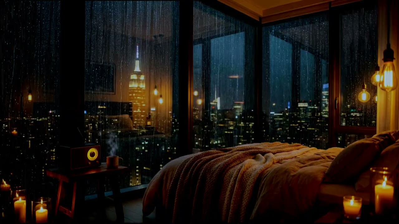 Rain Sounds for Sleep from an Open Window | Midnight Rain for Stress Relief