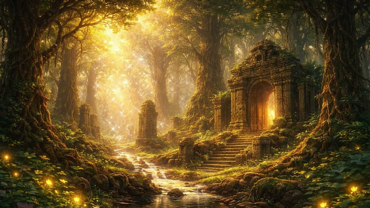 Sunlit Forest Ruins – Mystical Ancient Focus Ambient (1 Hour)