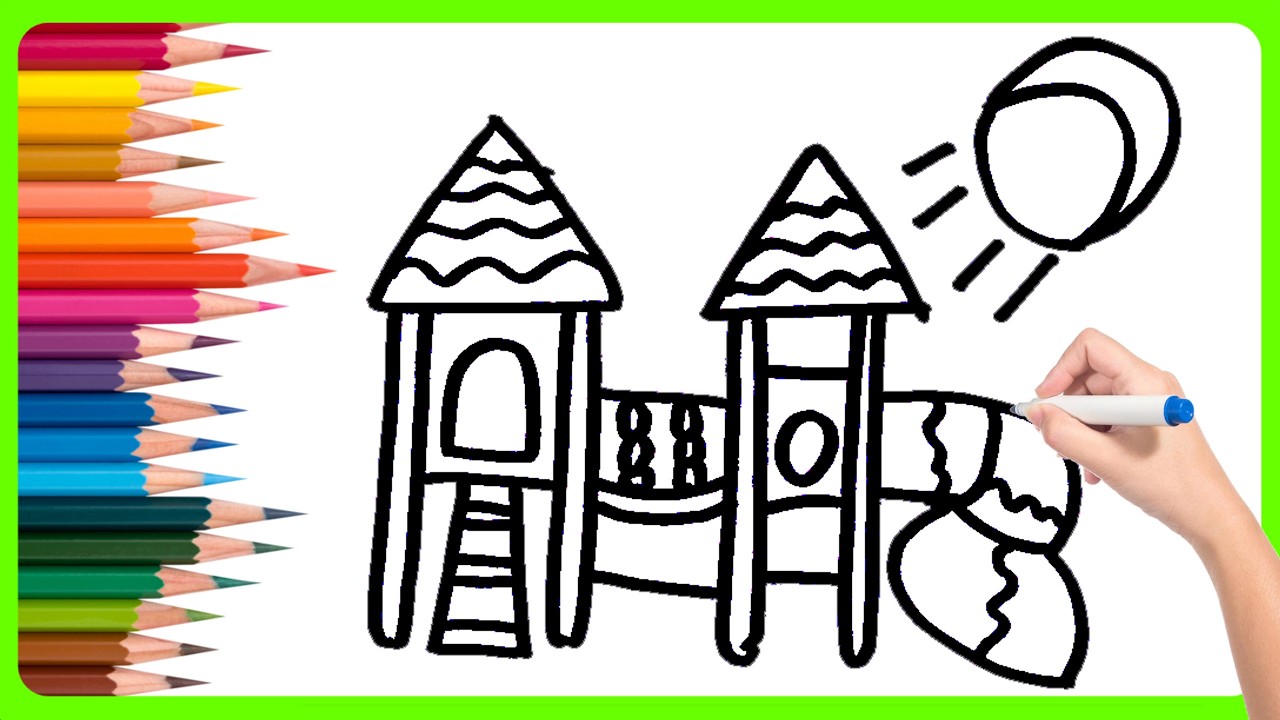 Drawing And Coloring A Rainbow Playground 🎨🌈 Drawings For Kids