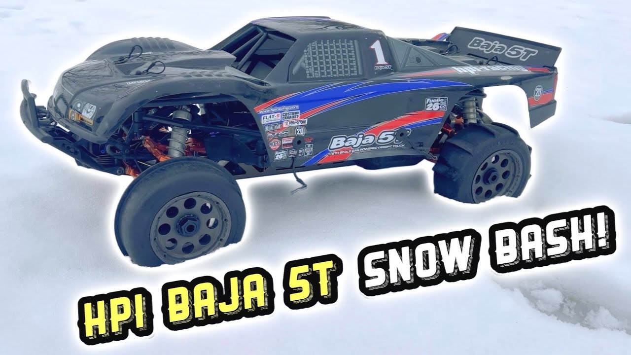 Hpi Baja 5T ~ Paddle Tires in the Snow // 7.5hp OBR POWERED!!
