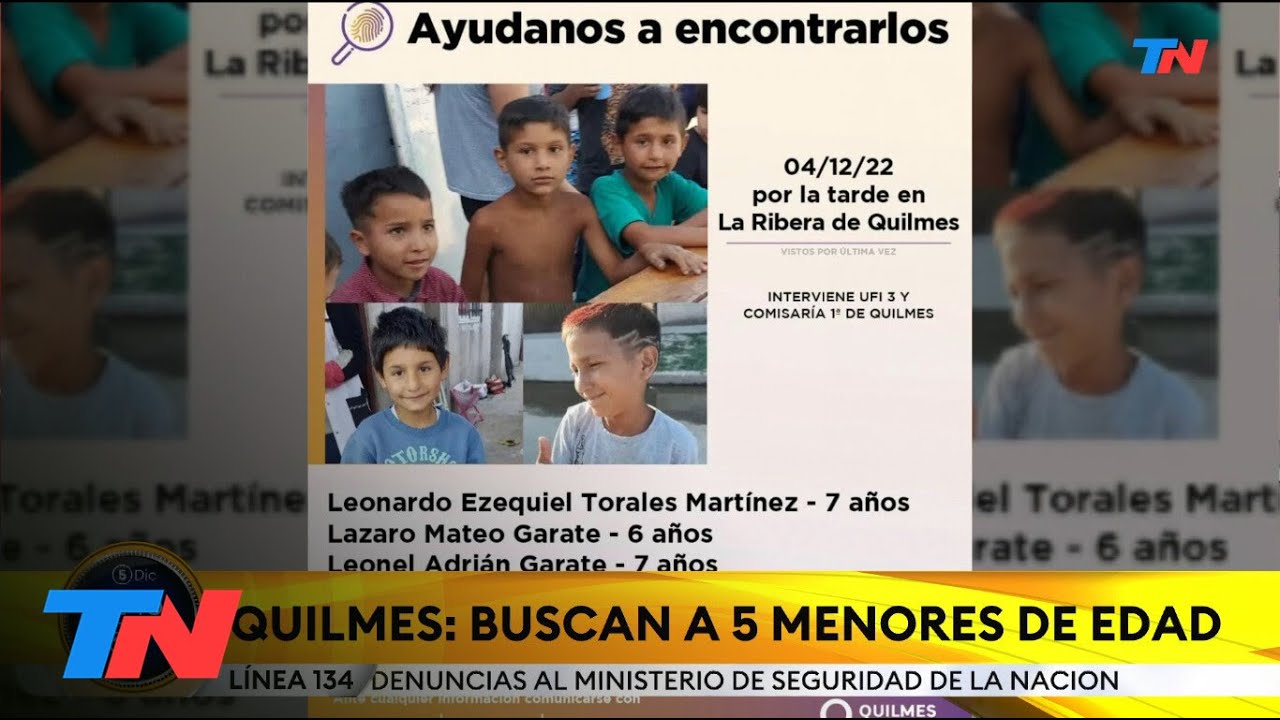 QUILMES: Buscan a 5 nenes que desaparecieron por la tarde de ayer