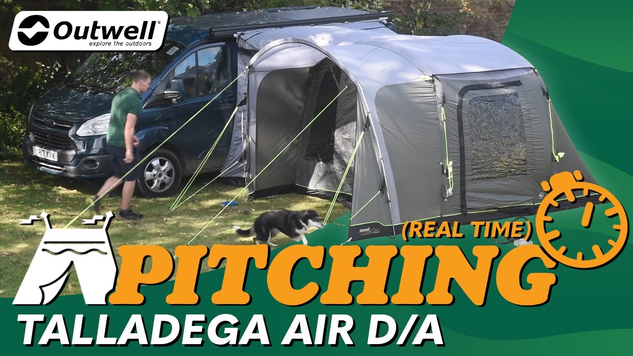 Outwell Talladega Air Awning Pitching & Packing (Real Time) Video