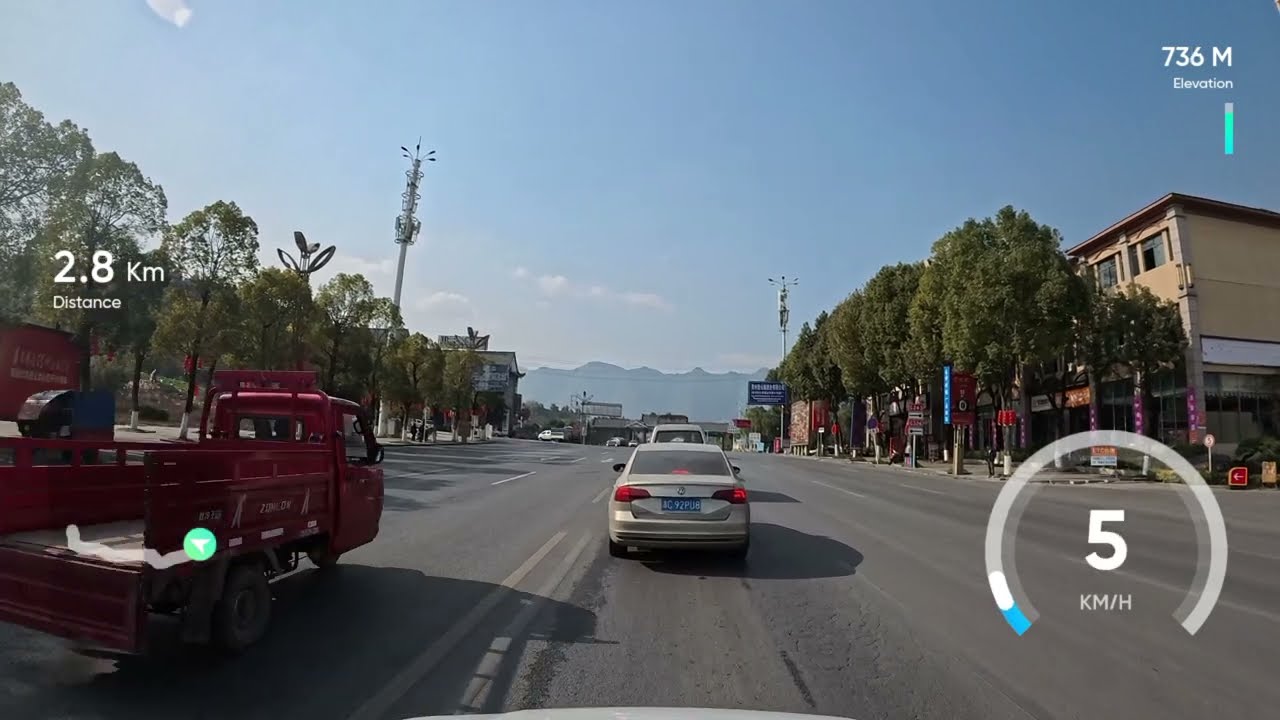 Drive tour in China.The view of County town.Village.City. from Meitan county town to Zunyi city.