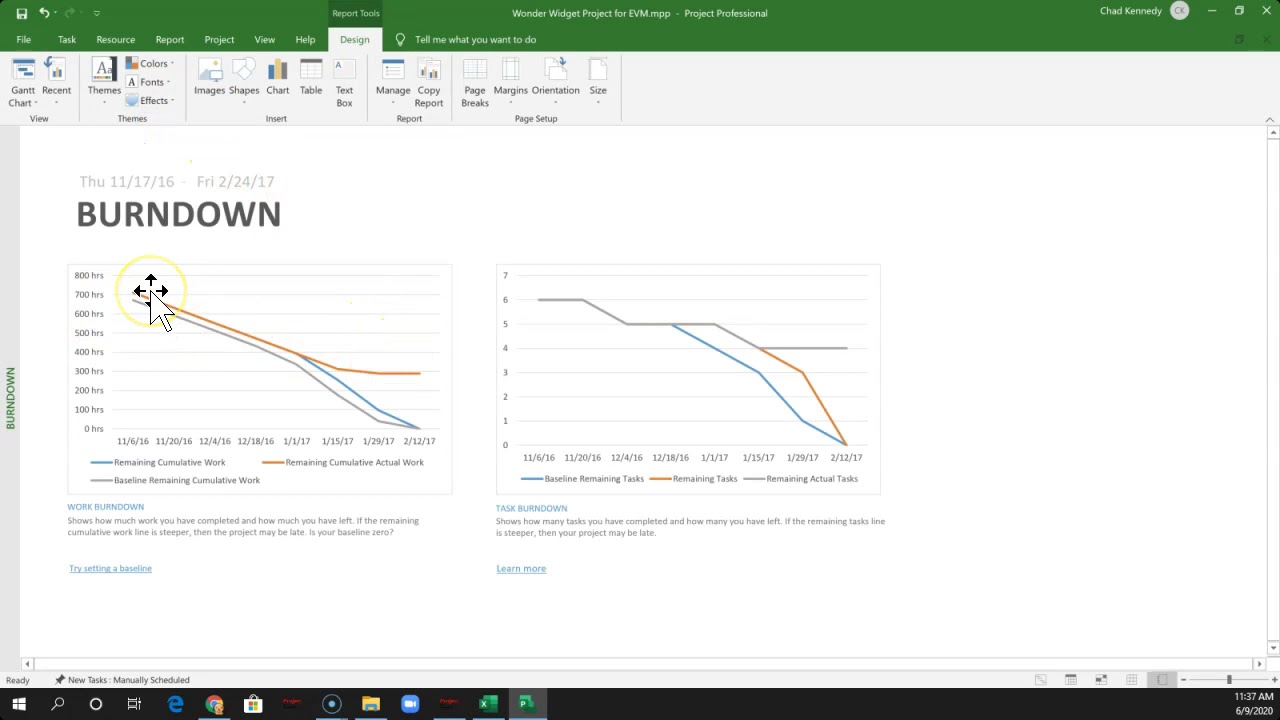 MS Project 2019 Tutorial: Existing Project EVM Analysis Demo