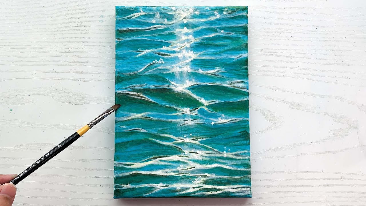 Water Surface Acrylic Painting / How to paint water with acrylic for beginners #relaxingvideo