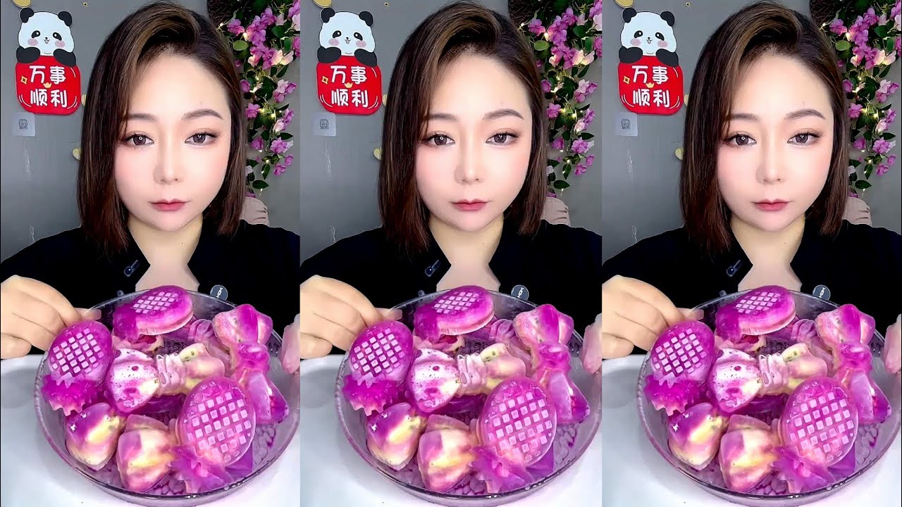 ASMR ice eating with passion fruit EP855