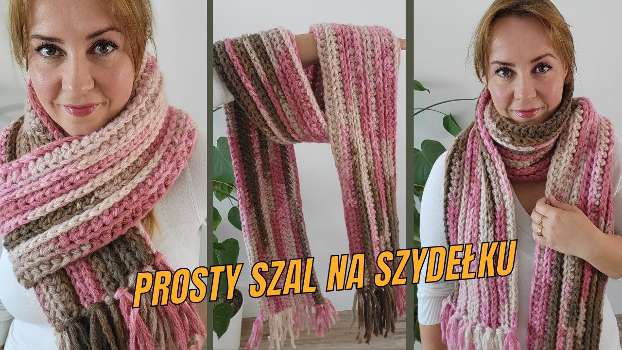 Prosty szal na szydełku - crochet scarf knit look, for beginners.