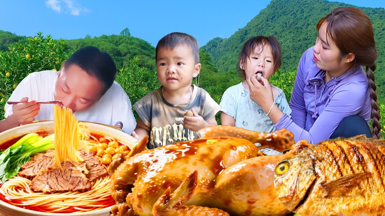 How to catch giant fish in the rain, harvest taro, and cook delicious meals for the family