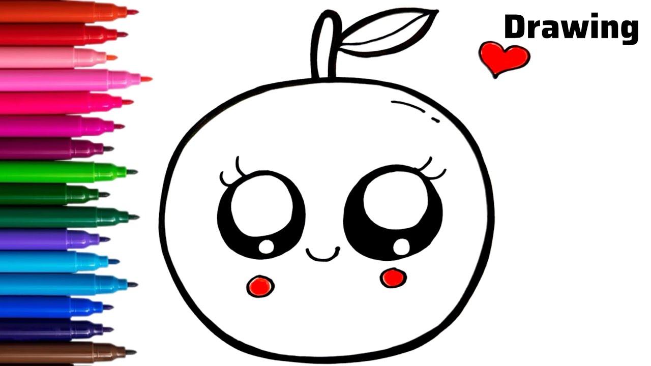 Draw a Cute Orange For Beginners | Mango Drawing | Drawing For Kids