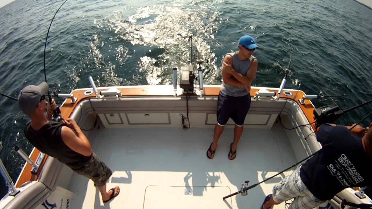 Ozer fighting a King Salmon on Lake Ontario