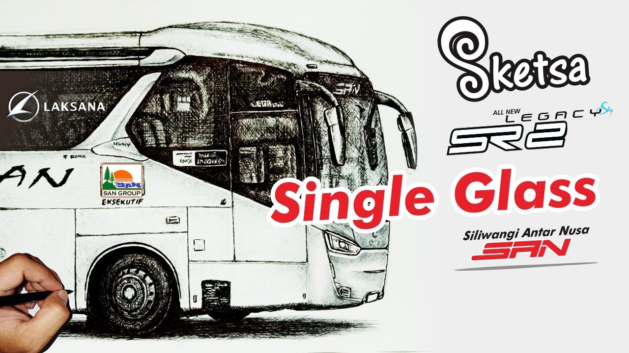 How to draw bus Legacy SR2 PERTAMA Non Topi - Desain minimalis